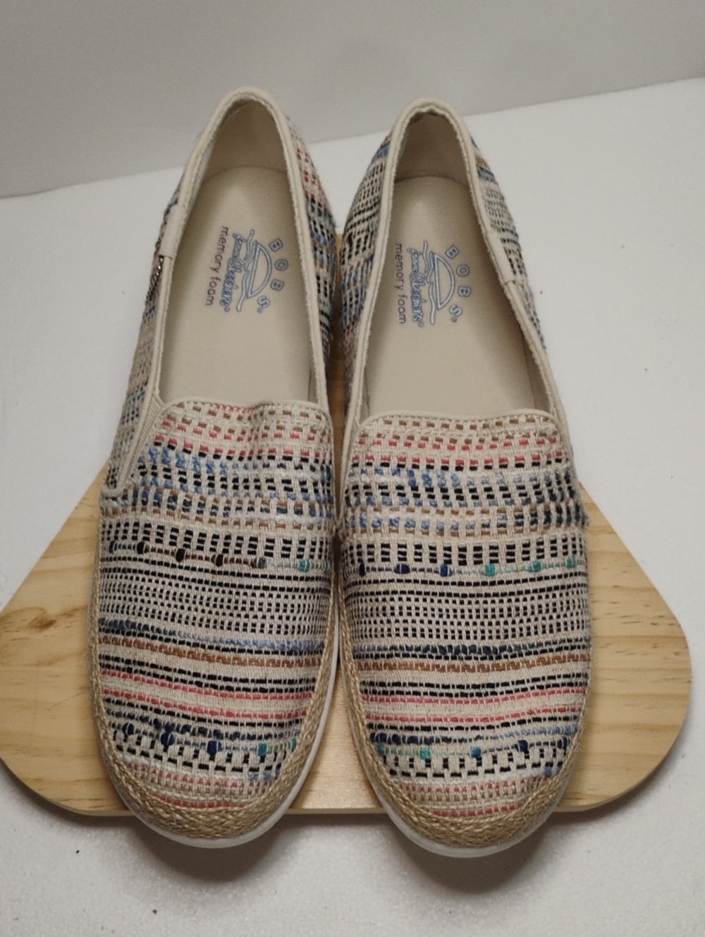 BOBS from Skechers Cream Multicolor Woven Slip-On Mules